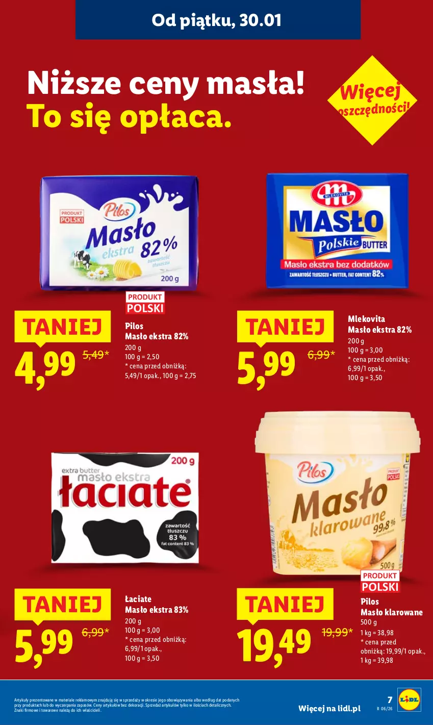 Gazetka promocyjna Lidl - GAZETKA - ważna 02.02 do 04.02.2026 - strona 7 - produkty: Masło, Masło klarowane, Mleko, Mlekovita, Pilos