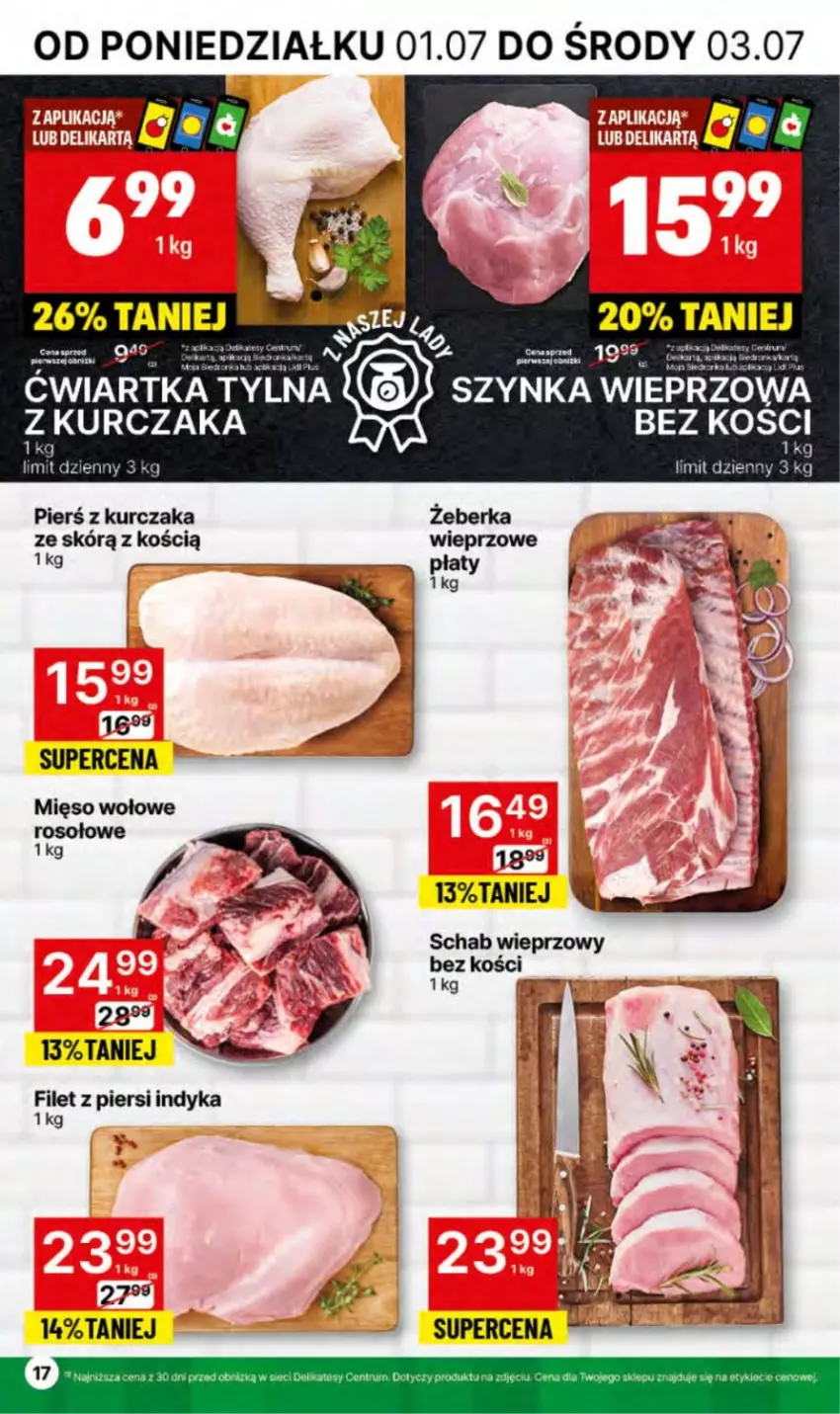 Gazetka promocyjna Delikatesy Centrum - NOWA GAZETKA Delikatesy Centrum od 1 lipca! 1-7.07.2024 - ważna 01.07 do 07.07.2024 - strona 17 - produkty: Filet z piersi indyka, Kurczak, LG, Mięso, Mięso wołowe, Szynka