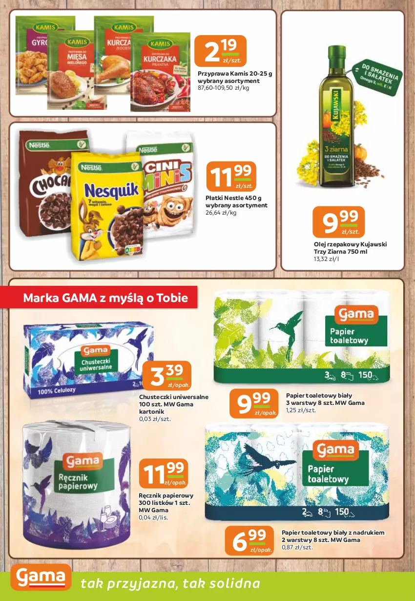 Gazetka promocyjna Gama - Gazetka Gama - ważna 29.01 do 10.02.2026 - strona 8 - produkty: Chusteczki, Kamis, Kujawski, Olej, Olej rzepakowy, Papier, Papier toaletowy, Ręcznik, Tonik