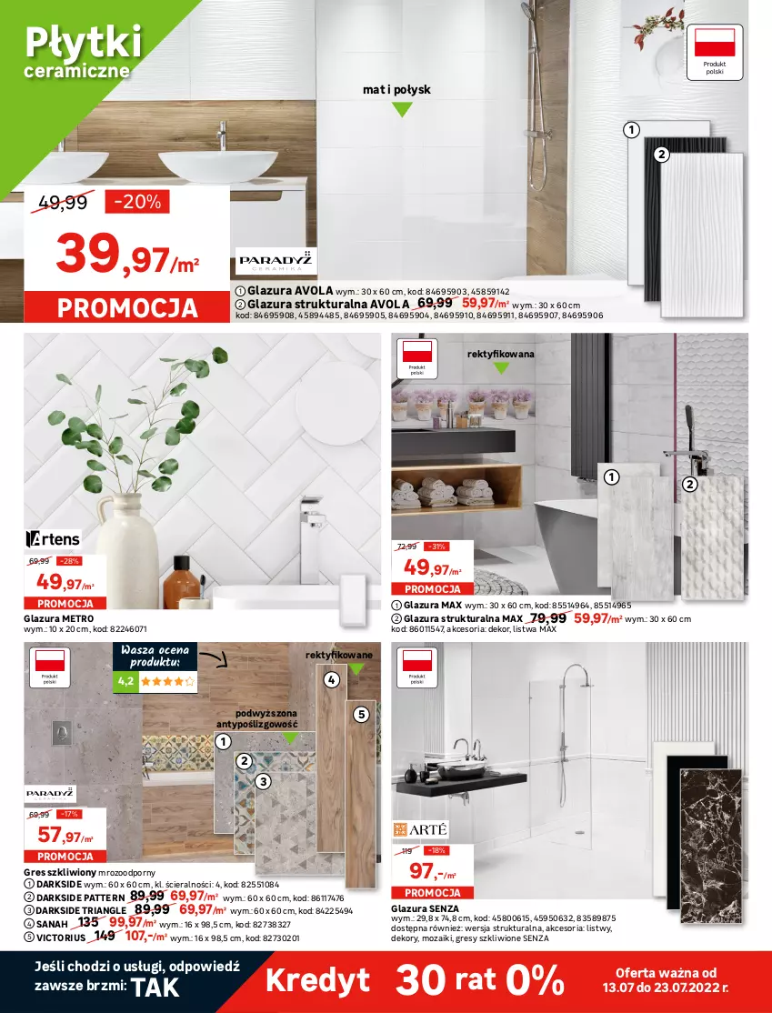 Gazetka promocyjna Leroy Merlin - Gazetka Leroy Merlin - ważna 13.07 do 02.08.2022 - strona 12 - produkty: Glazura, Gres, Gres szkliwiony, Kosz, Lazur, Listwa, Metro, Pokrywa, Por, Top