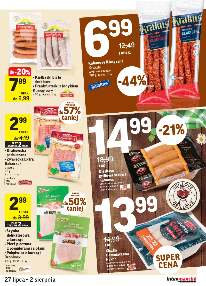 Gazetka promocyjna Intermarche - Gazetka promocyjna - ważna 27.07 do 02.08.2021 - strona 11 - produkty: Drobimex, Frankfurterki, Grill, Kabanos, Kiełbaski białe, Pekpol, Piec, Polędwica, Ser, Szynka, Szynka delikatesowa