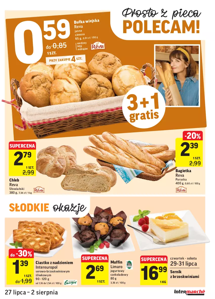 Gazetka promocyjna Intermarche - Gazetka promocyjna - ważna 27.07 do 02.08.2021 - strona 15 - produkty: Bagietka, Bułka, Chleb, Jogurt, Piec, Ser