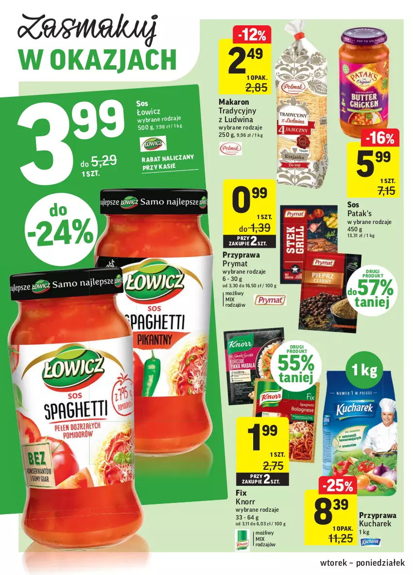 Gazetka promocyjna Intermarche - Gazetka promocyjna - ważna 27.07 do 02.08.2021 - strona 24 - produkty: Knorr, Kucharek, Makaron, Patak's, Prymat, Sos