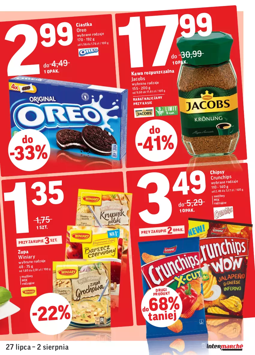 Gazetka promocyjna Intermarche - Gazetka promocyjna - ważna 27.07 do 02.08.2021 - strona 3 - produkty: Chipsy, Crunchips, Jacobs, Kawa, Oreo, Winiary, Zupa