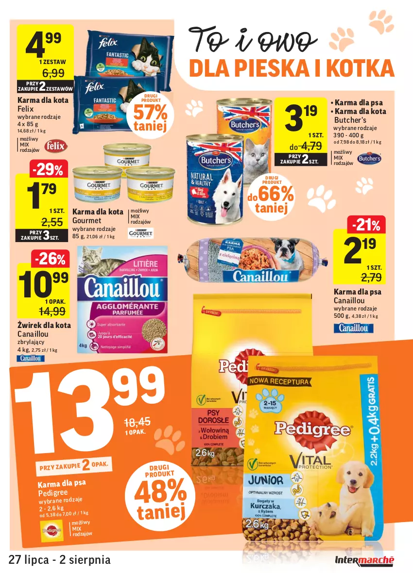 Gazetka promocyjna Intermarche - Gazetka promocyjna - ważna 27.07 do 02.08.2021 - strona 31 - produkty: Butcher's, Canaillou, Felix, Pedigree