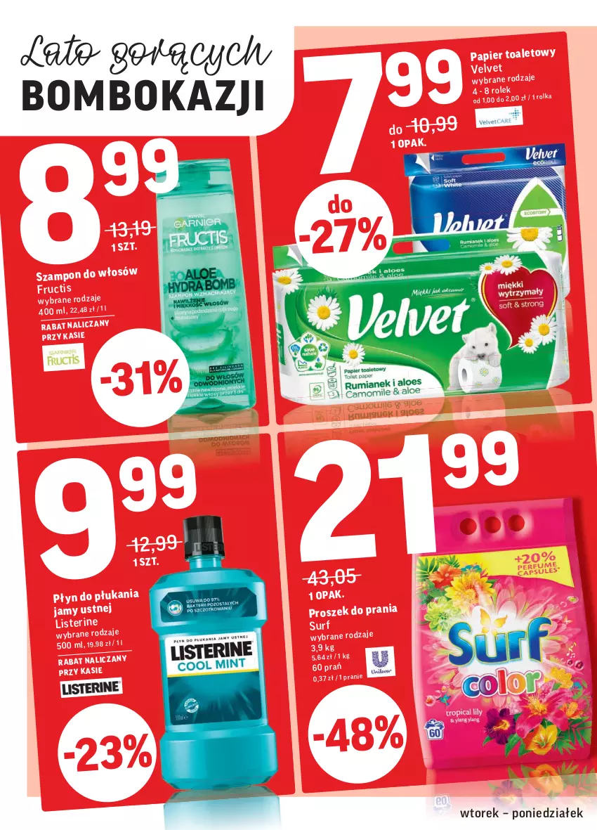 Gazetka promocyjna Intermarche - Gazetka promocyjna - ważna 27.07 do 02.08.2021 - strona 4 - produkty: Listerine, Papier, Proszek do prania, Surf, Szampon, Velvet