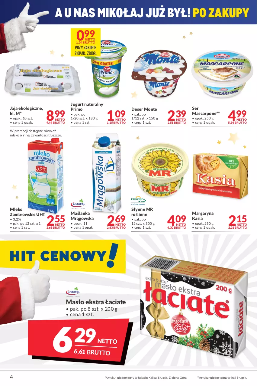 Gazetka promocyjna Makro - [Oferta promocyjna] Artykuły spożywcze i przemysłowe - ważna 14.12 do 26.12.2021 - strona 4 - produkty: Deser, Jaja, Jogurt, Jogurt naturalny, Kasia, Margaryna, Mascarpone, Maślanka, Masło, Mleko, Monte, Ser, Słynne, Słynne MR Roślinne