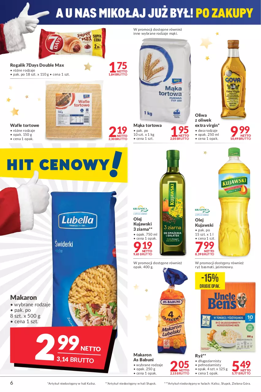 Gazetka promocyjna Makro - [Oferta promocyjna] Artykuły spożywcze i przemysłowe - ważna 14.12 do 26.12.2021 - strona 6 - produkty: Babuni, Gin, Kujawski, Mąka, Mąka tortowa, Makaron, Olej, Oliwa z oliwek, Rogal, Ryż, Ryż basmati, Wafle, Wafle tortowe