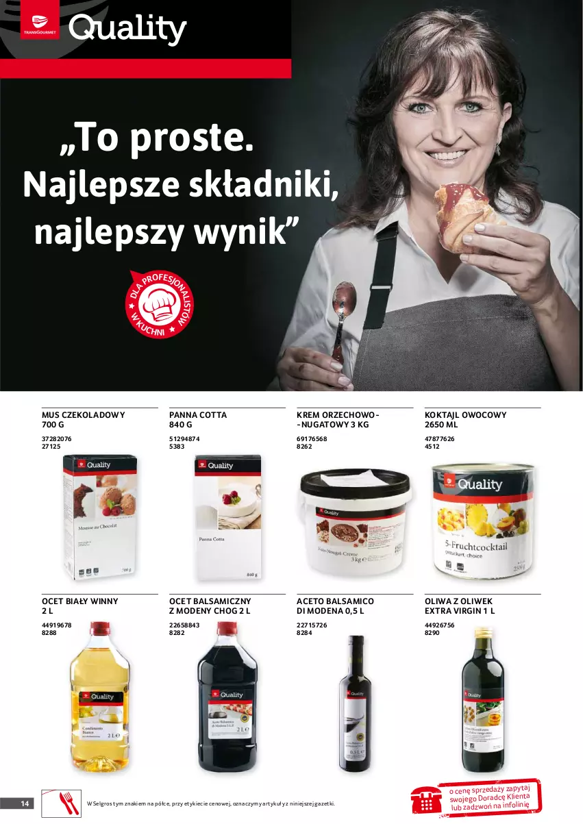 Gazetka promocyjna Selgros - Oferta gastronomiczna - ważna 22.07 do 04.08.2021 - strona 14 - produkty: Gin, LG, Mus, Ocet, Ocet balsamiczny, Oliwa z oliwek, Panna cotta