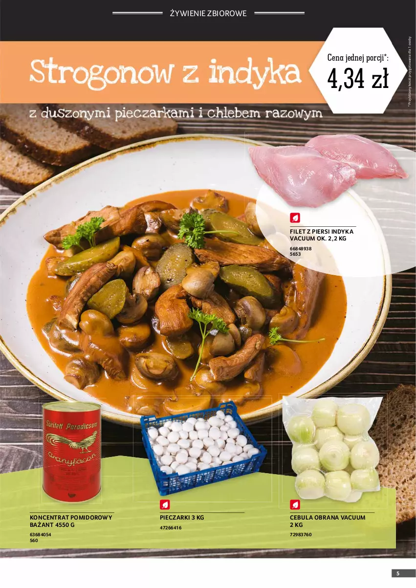 Gazetka promocyjna Selgros - Oferta gastronomiczna - ważna 22.07 do 04.08.2021 - strona 5 - produkty: Cebula, Filet z piersi indyka, Koncentrat pomidorowy, Kosz, Piec, Por