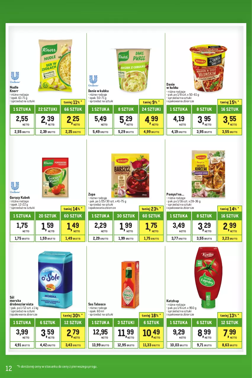 Gazetka promocyjna Makro - Kupujesz więcej płacisz mniej - oferta z alkoholem - ważna 01.08 do 31.08.2023 - strona 12 - produkty: Ketchup, Knorr, Kubek, Sól, Sos, Sos tabasco, Zupa