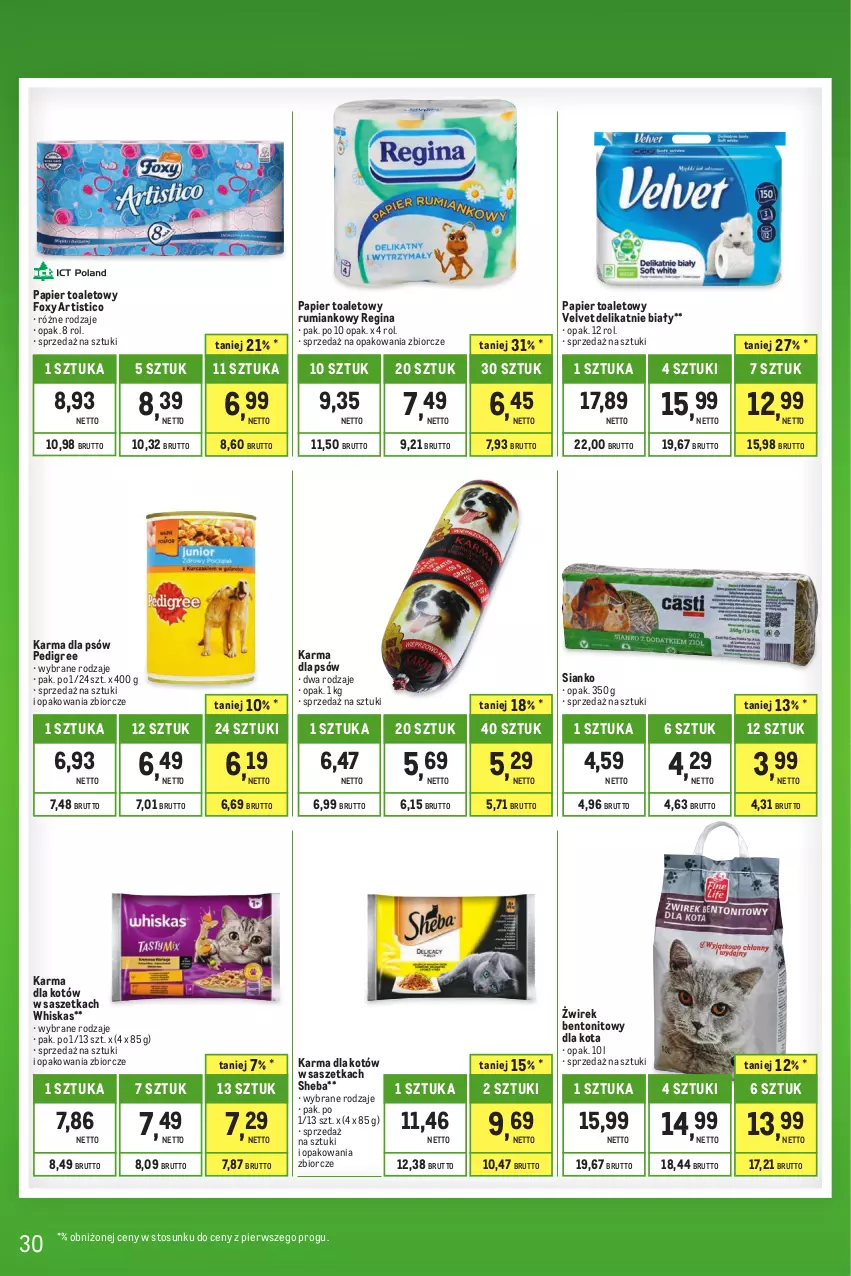 Gazetka promocyjna Makro - Kupujesz więcej płacisz mniej - oferta z alkoholem - ważna 01.08 do 31.08.2023 - strona 30 - produkty: Foxy, Gin, Papier, Papier toaletowy, Pedigree, Rum, Sheba, Velvet, Whiskas