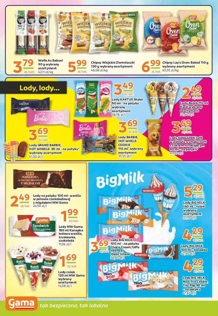 Gazetka promocyjna Gama - Gazetka Gama - ważna 23.05 do 02.06.2024 - strona 4 - produkty: Babuni, Barbie, Big Milk, Chipsy, Czekolada, Gra, Hot Wheels, Kaktus, Lody, Piec