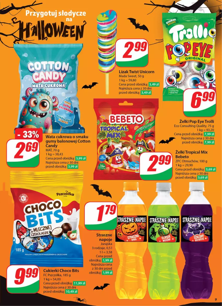 Gazetka promocyjna Dino - Gazetka 42 / 2024 - ważna 16.10 do 22.10.2024 - strona 9 - produkty: Candy, Cukier, Cukierki, Napoje, Tropical, Wata cukrowa