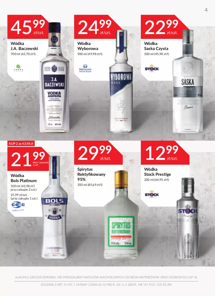 Gazetka promocyjna Stokrotka - Oferta alkoholowa - ważna 14.10 do 09.11.2021 - strona 4 - produkty: Bols, Saska, Stock, Wódka, Wyborowa