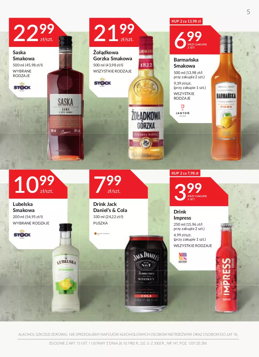 Gazetka promocyjna Stokrotka - Oferta alkoholowa - ważna 14.10 do 09.11.2021 - strona 5 - produkty: Saska