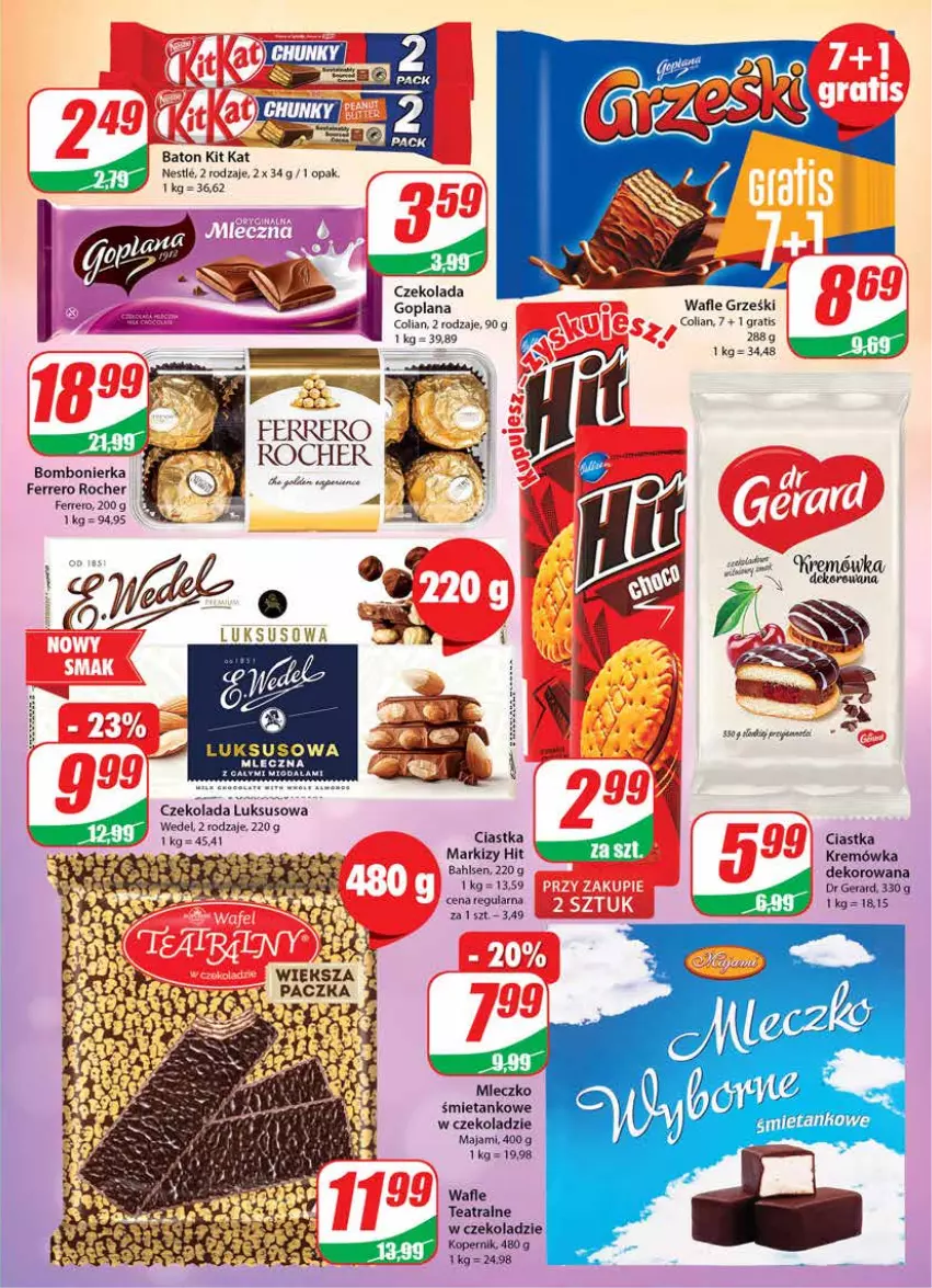 Gazetka promocyjna Dino - Gazetka - ważna 26.10 do 31.10.2022 - strona 3 - produkty: Baton, Ciastka, Czekolada, Dr Gerard, Ferrero, Ferrero Rocher, Goplana, Gra, Grześki, Kit Kat, Kremówka, LANA, Mleczko, Wafle