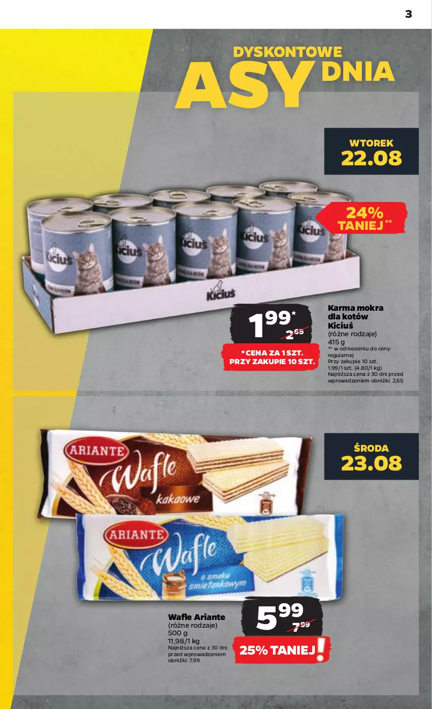 Gazetka promocyjna Netto - Artykuły spożywcze - ważna 21.08 do 27.08.2023 - strona 3 - produkty: Karma mokra dla kotów, Wafle