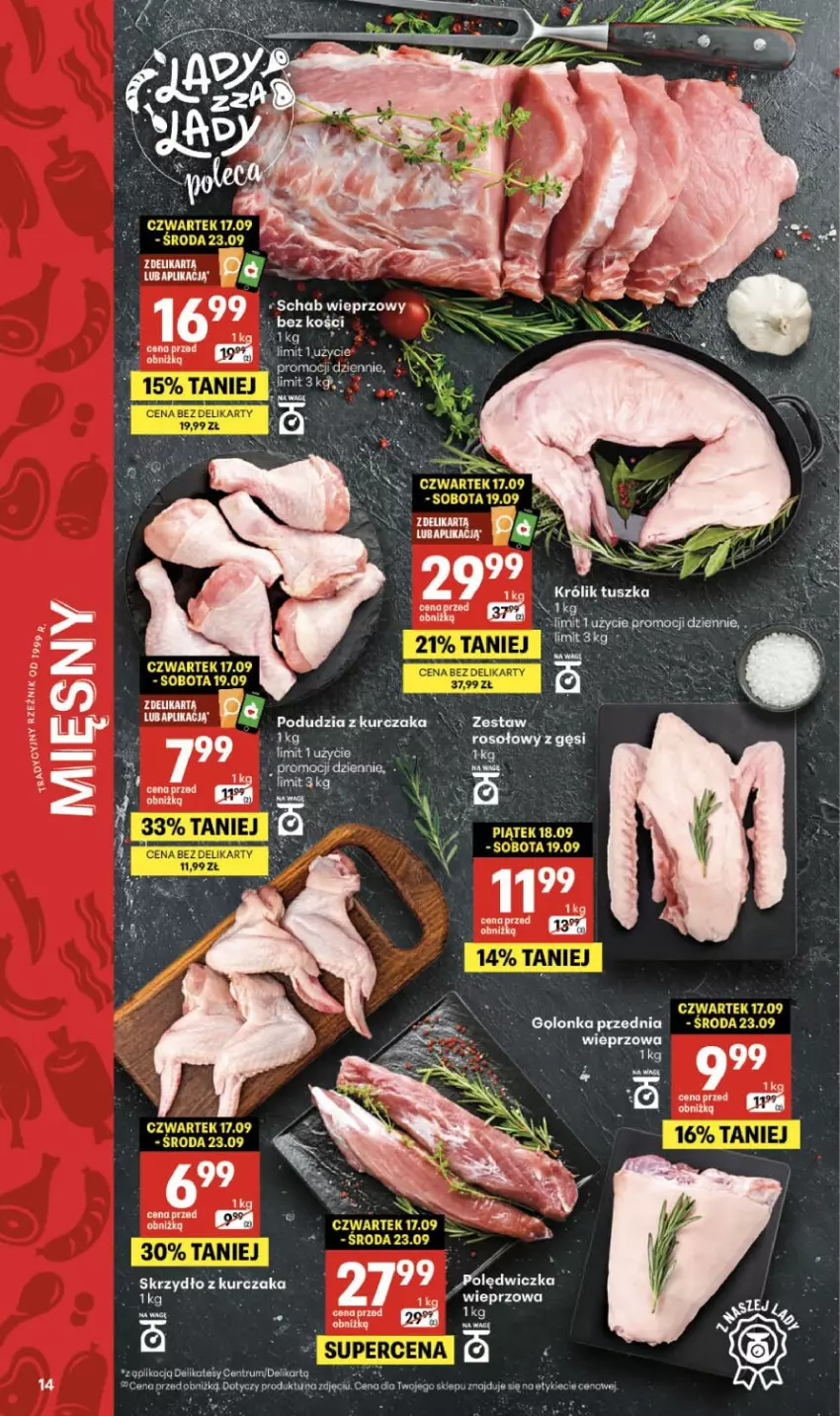 Gazetka promocyjna Delikatesy Centrum - Franczyza DC38 Czwartek - ważna 17.09 do 23.09.2026 - strona 14 - produkty: Królik, LG, Tusz