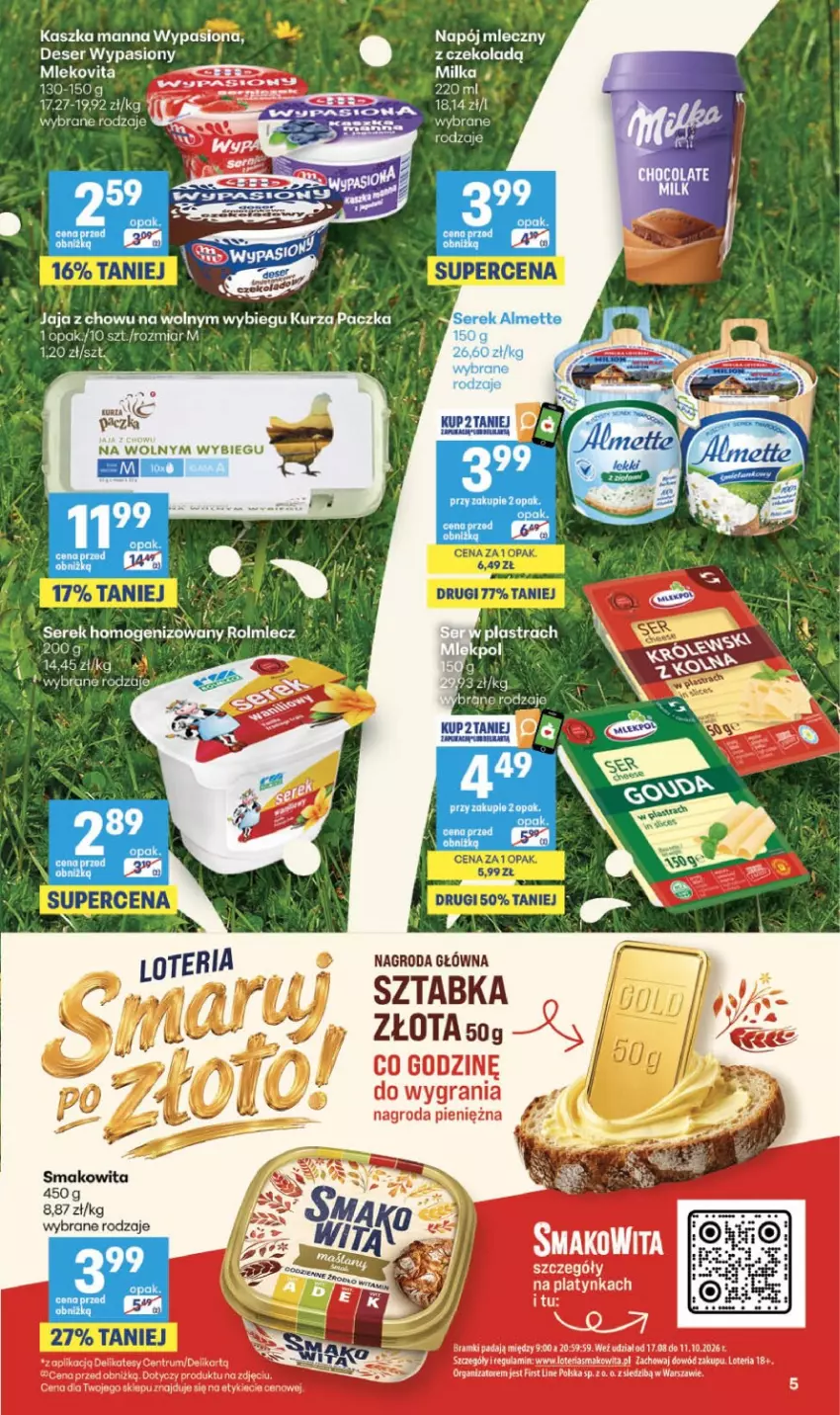 Gazetka promocyjna Delikatesy Centrum - Franczyza DC38 Czwartek - ważna 17.09 do 23.09.2026 - strona 5 - produkty: Almette, Deser, Milka, Mleko, Mlekovita, Napój, Napój mleczny, Ser, Smakowita