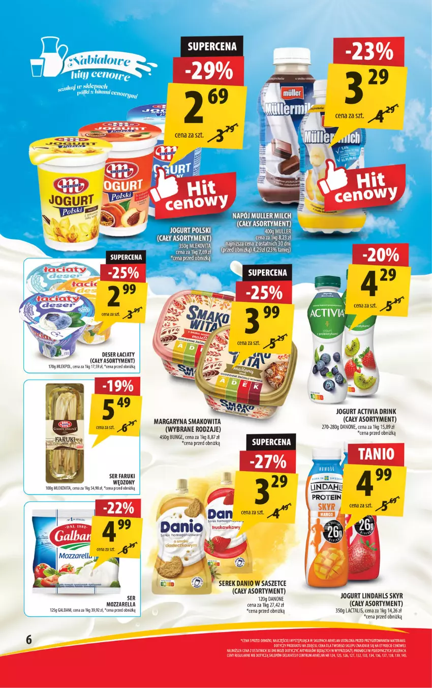 Gazetka promocyjna Arhelan - Gazetka - ważna 24.01 do 02.02.2025 - strona 6 - produkty: Activia, Danio, Deser, Fa, Galbani, Jogurt, Margaryna, Mleko, Mozzarella, Rum, Ser, Serek