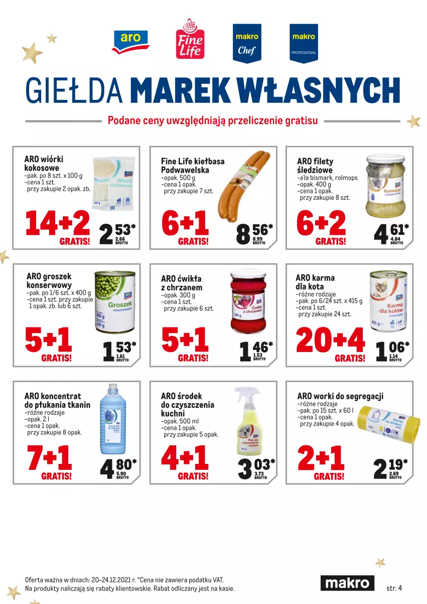 Gazetka promocyjna Makro - [Oferta specjalna] Express ofert - ważna 20.12 do 24.12.2021 - strona 4 - produkty: Chrzan, Gra, Groszek, Kiełbasa, Kokos, Mop, Ser, Wawel