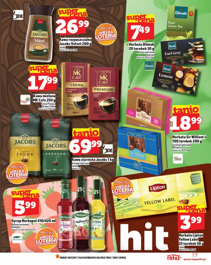 Gazetka promocyjna Topaz - Gazetka - ważna 18.09 do 24.09.2025 - strona 17 - produkty: Herbapol, Jacobs, Jacobs Velvet, Kawa, Kawa ziarnista, Top, Velvet