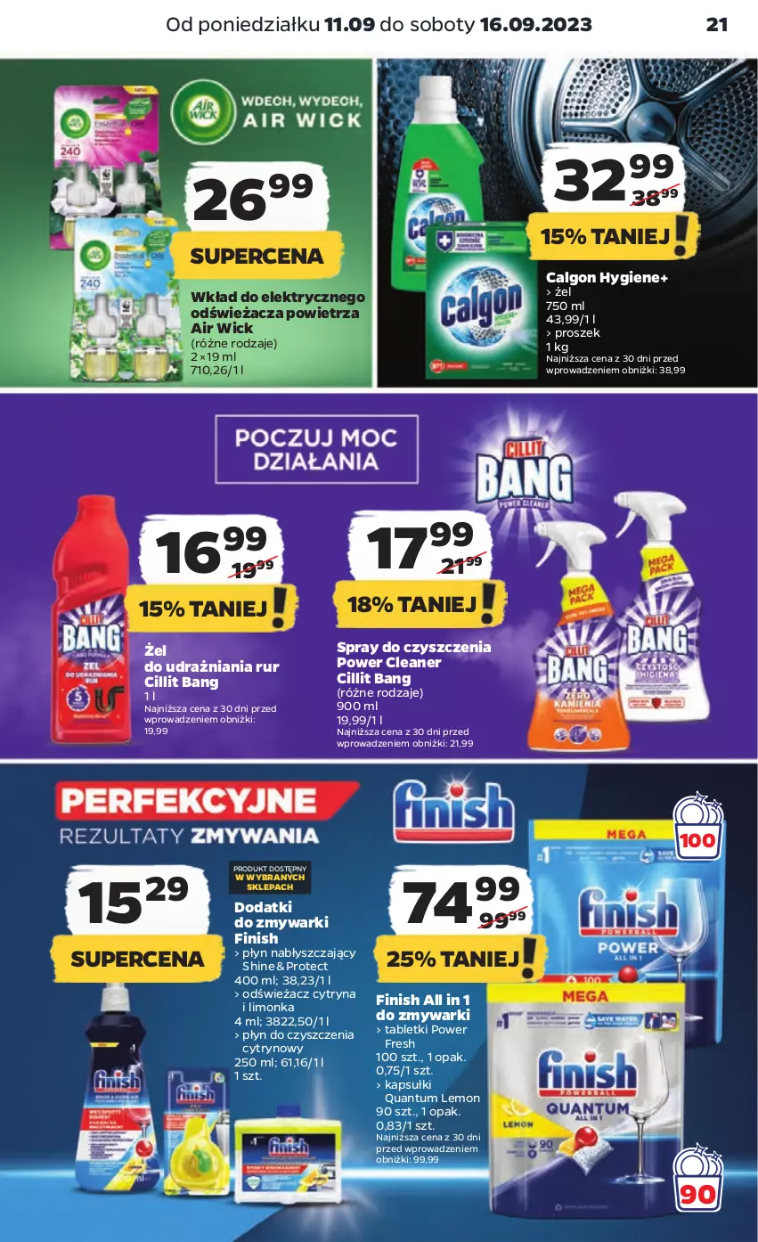 Gazetka promocyjna Netto - Artykuły spożywcze - ważna 11.09 do 16.09.2023 - strona 21 - produkty: Air Wick, Calgon, Cillit Bang, Finish, LG, Limonka, Płyn nabłyszczający, Spray do czyszczenia, Tablet, Zmywarki