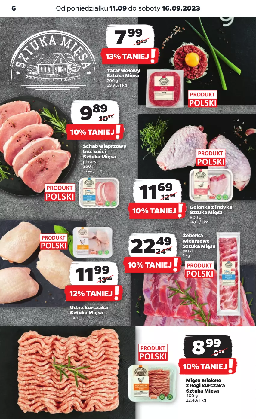 Gazetka promocyjna Netto - Artykuły spożywcze - ważna 11.09 do 16.09.2023 - strona 6 - produkty: Golonka z indyka, Kurczak, Mięso, Mięso mielone, Schab wieprzowy, Tatar wołowy