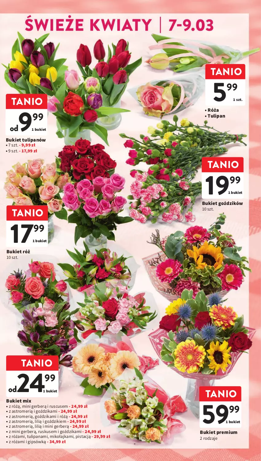 Gazetka promocyjna Intermarche - Gazetka Intermarche - ważna 07.03 do 13.03.2024 - strona 13 - produkty: Bukiet, Gerber, Róża, Tulipan