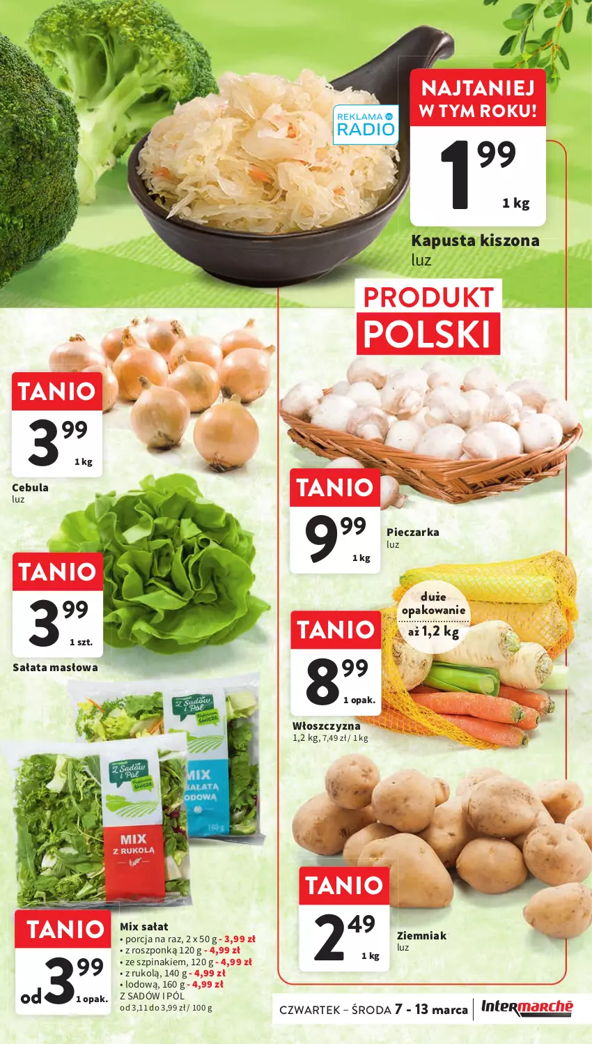 Gazetka promocyjna Intermarche - Gazetka Intermarche - ważna 07.03 do 13.03.2024 - strona 19 - produkty: Cebula, Masło, Piec, Pieczarka, Por, Sałat, Sałata masłowa, Szpinak