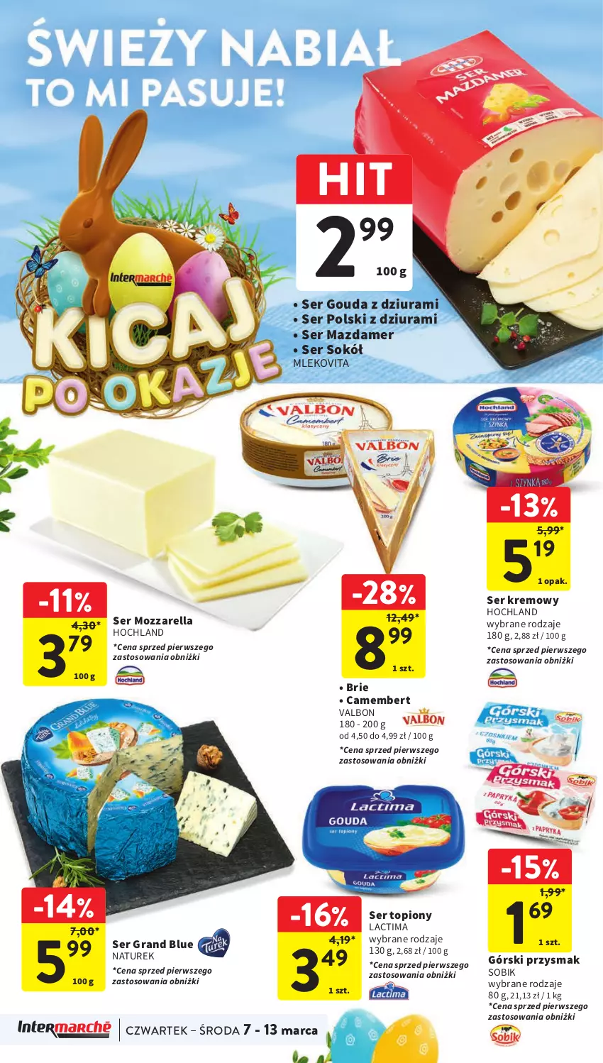 Gazetka promocyjna Intermarche - Gazetka Intermarche - ważna 07.03 do 13.03.2024 - strona 26 - produkty: Brie, Camembert, Gouda, Gra, Hochland, Mazdamer, Mleko, Mlekovita, Mozzarella, NaTurek, Ser, Ser topiony, Sok, Sokół, Top