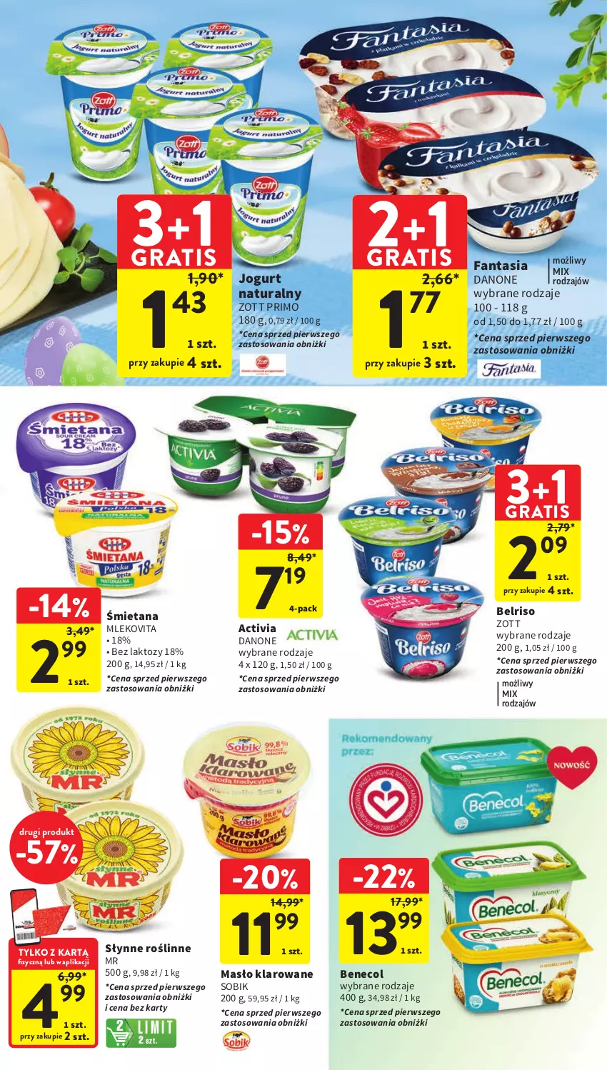 Gazetka promocyjna Intermarche - Gazetka Intermarche - ważna 07.03 do 13.03.2024 - strona 27 - produkty: Activia, Belriso, Benecol, Danone, Fa, Fanta, Gra, Jogurt, Masło, Masło klarowane, Mleko, Mlekovita, Słynne, Zott, Zott Primo