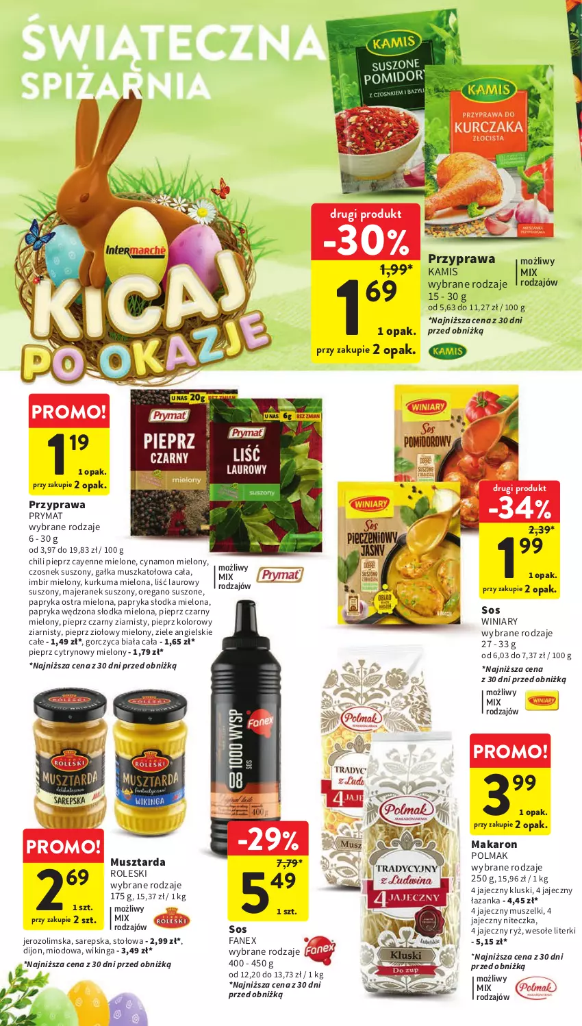 Gazetka promocyjna Intermarche - Gazetka Intermarche - ważna 07.03 do 13.03.2024 - strona 34 - produkty: Czosnek, Fa, Gałka, Imbir, Kamis, Kurkuma, Laur, Makaron, Mus, Musztarda, Olma, Oregano suszone, Papryka, Papryka słodka, Papryka wędzona, Pieprz, Prymat, Ryż, Sos, Winiary, Ziele angielskie