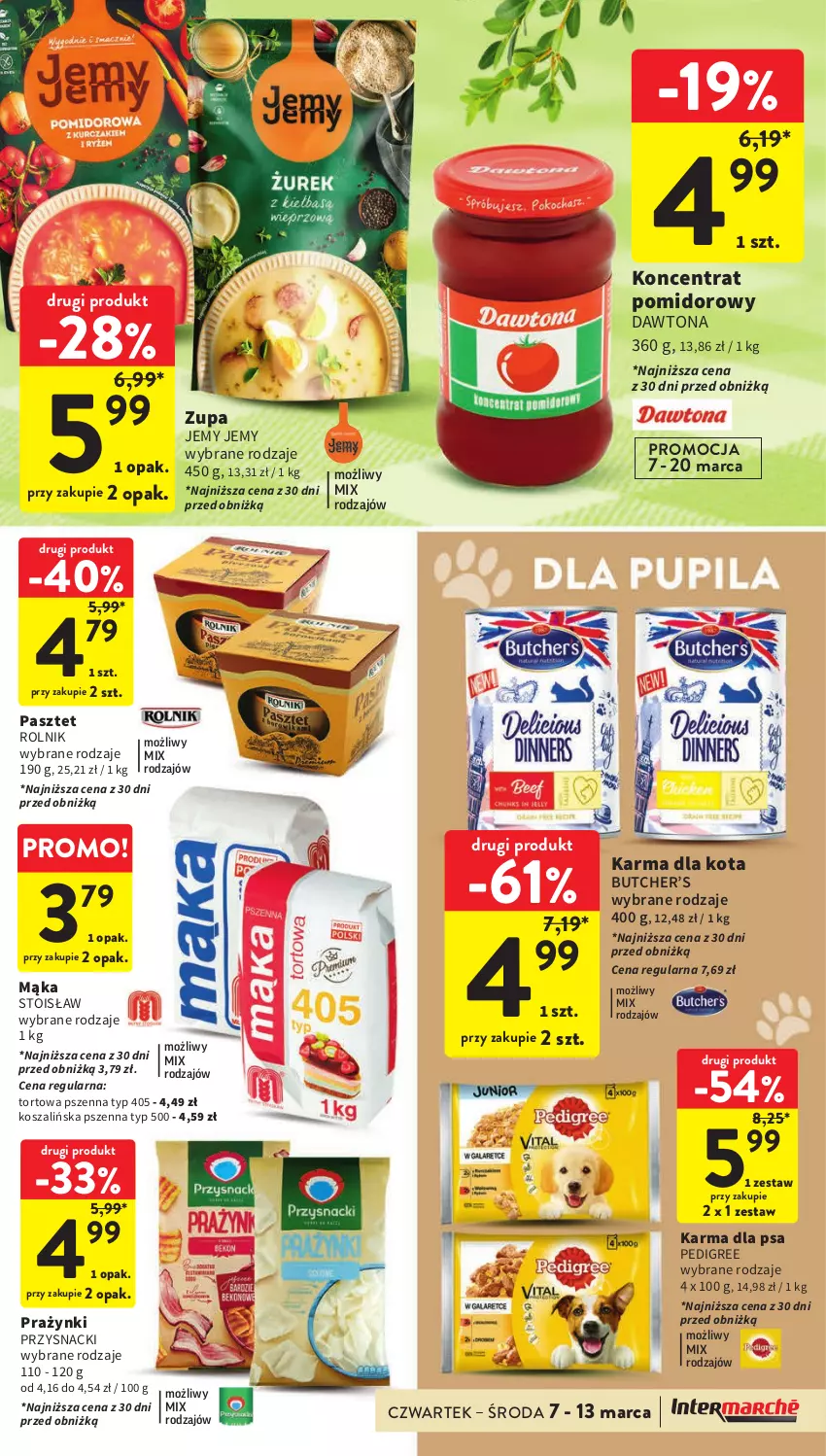 Gazetka promocyjna Intermarche - Gazetka Intermarche - ważna 07.03 do 13.03.2024 - strona 35 - produkty: Dawtona, Koncentrat pomidorowy, Kosz, Mąka, Pasztet, Pedigree, Przysnacki, Rolnik, Szal, Zupa