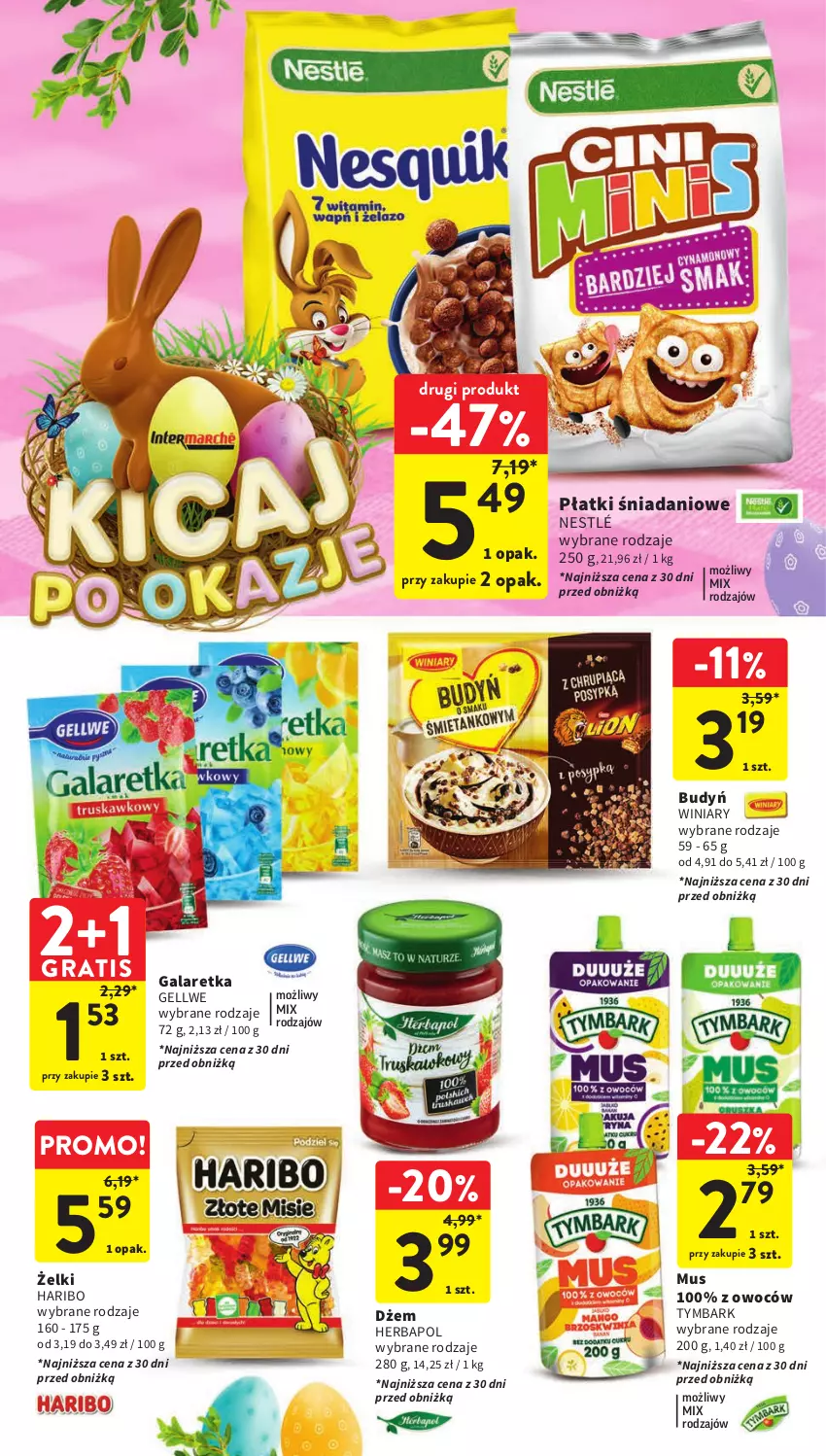 Gazetka promocyjna Intermarche - Gazetka Intermarche - ważna 07.03 do 13.03.2024 - strona 36 - produkty: Budyń, Danio, Dżem, Gala, Galaretka, Gra, Haribo, Herbapol, Mus, Nestlé, Tymbark, Winiary