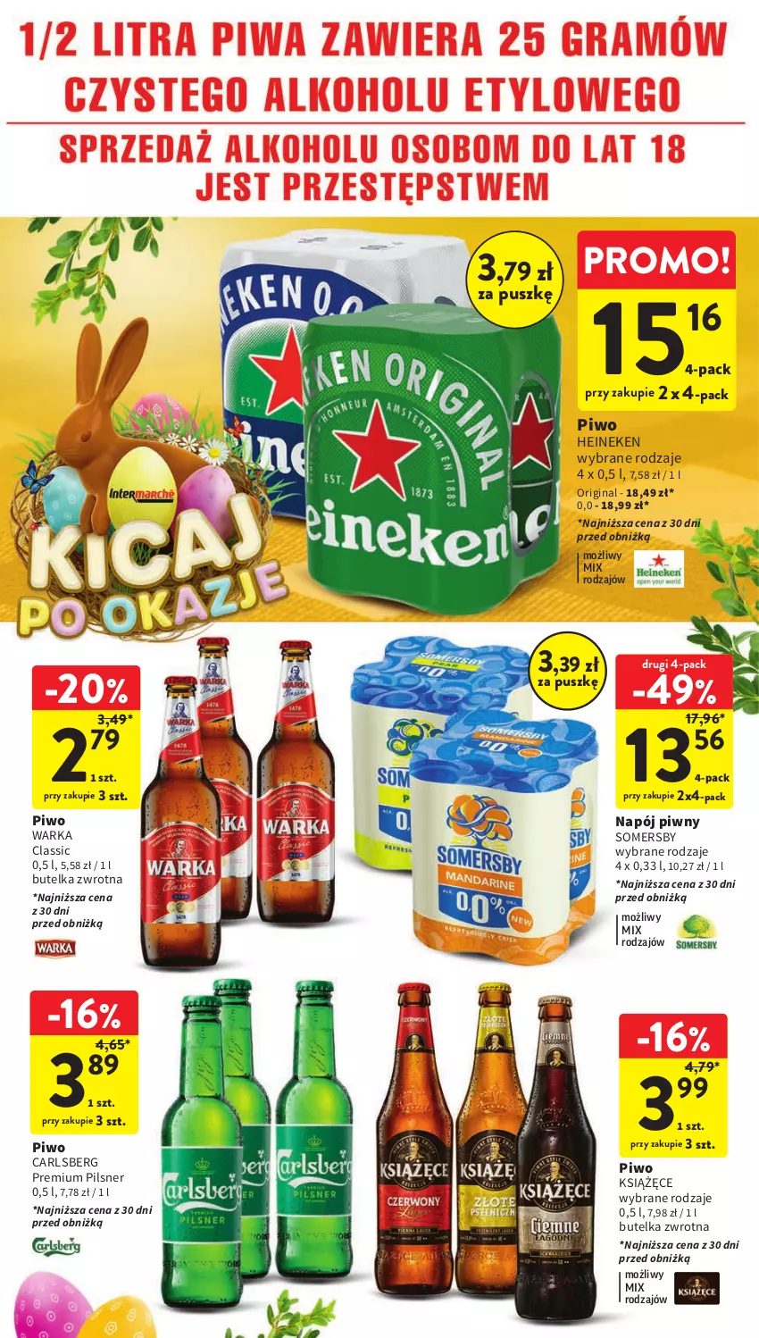 Gazetka promocyjna Intermarche - Gazetka Intermarche - ważna 07.03 do 13.03.2024 - strona 38 - produkty: Carlsberg, Gin, Heineken, Książęce, Napój, Piwo, Somersby, Warka