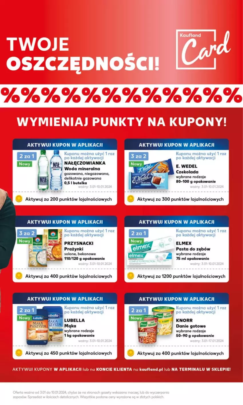 Gazetka promocyjna Kaufland - ważna 08.01 do 10.01.2024 - strona 14 - produkty: Beko, Bell, Bella, Czekolada, Danie gotowe, E. Wedel, Elmex, Fa, Knorr, Lubella, Mąka, Nałęczowianka, Pasta do zębów, Przysnacki, Woda, Woda mineralna