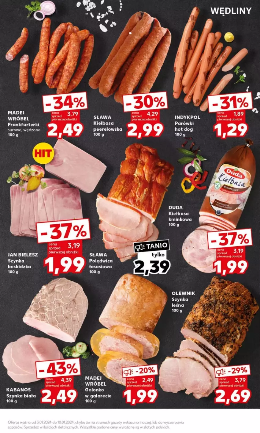 Gazetka promocyjna Kaufland - ważna 08.01 do 10.01.2024 - strona 5 - produkty: Duda, Fa, Kabanos, Kiełbasa, LG, Olewnik, Polędwica, Sos, Szynka, Szynka biała