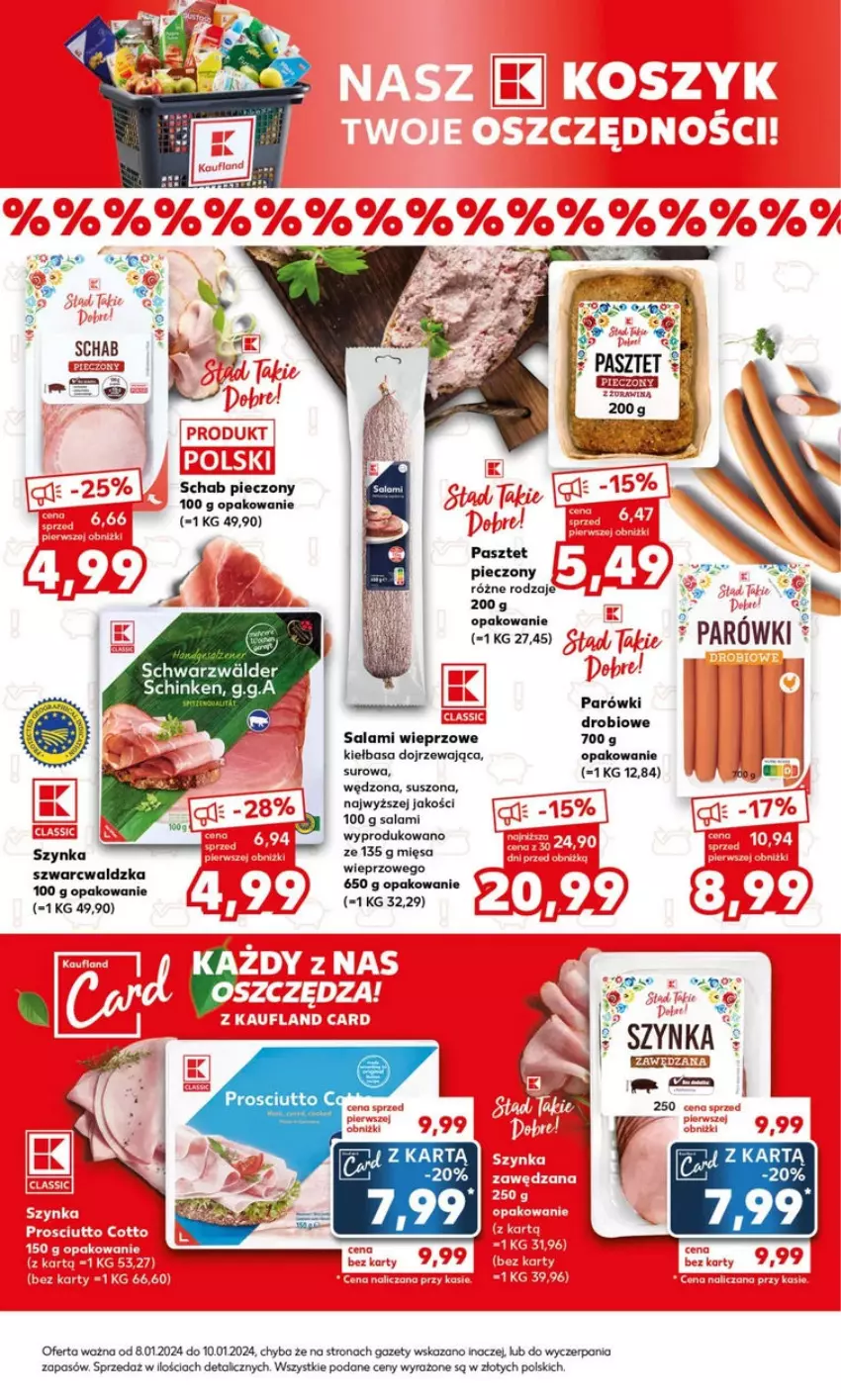 Gazetka promocyjna Kaufland - ważna 08.01 do 10.01.2024 - strona 7 - produkty: Kiełbasa, Parówki, Pasztet, Piec, Salami, Schab pieczony