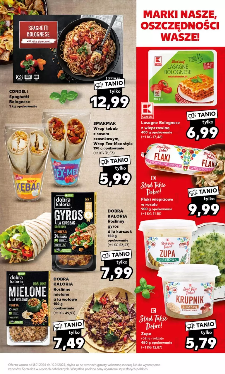 Gazetka promocyjna Kaufland - ważna 08.01 do 10.01.2024 - strona 9 - produkty: Fa, Gyros, Kebab, Kurczak, Lasagne, Lasagne bolognese, Roślinny gyros, Sos, Spaghetti