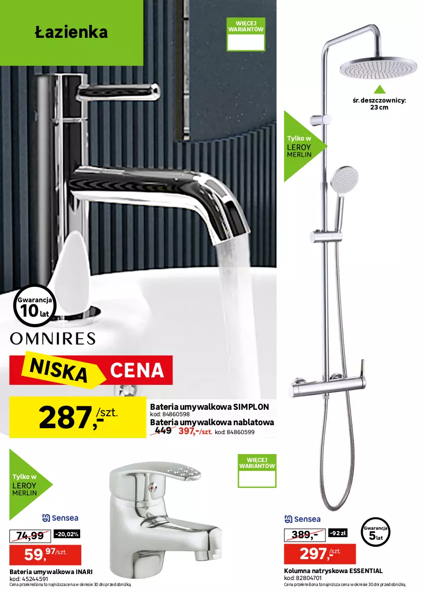 Gazetka promocyjna Leroy Merlin - Gazetka Leroy Merlin - ważna 17.06 do 14.07.2026 - strona 30 - produkty: Bateria, Bateria umywalkowa, Brodzik, Kabina prysznicowa, Kolumna natryskowa, Por, Sport, Tran