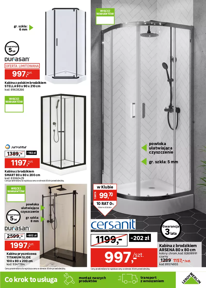 Gazetka promocyjna Leroy Merlin - Gazetka Leroy Merlin - ważna 17.06 do 14.07.2026 - strona 31 - produkty: Bateria, Bateria umywalkowa, Brodzik, Kabina prysznicowa, Kolumna natryskowa, Por, Sport, Tran