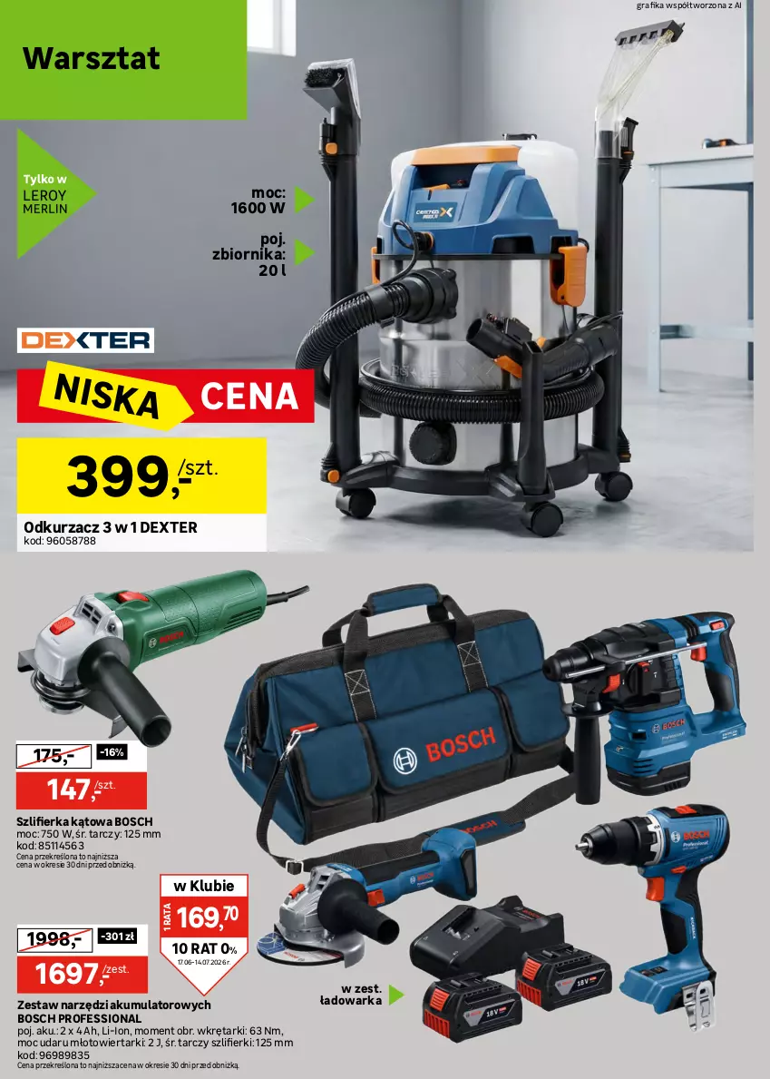Gazetka promocyjna Leroy Merlin - Gazetka Leroy Merlin - ważna 17.06 do 14.07.2026 - strona 38 - produkty: Akumulator, Bosch, Gra, Grafika, Intel, Kamera, Klej, Młot, Odkurzacz, Pojemnik, Półka, Por, Regał, Sól, Sport, Szlifierka, Szlifierka kątowa, Tablet, Tran, Warka, Wkręt, Zestaw narzędzi