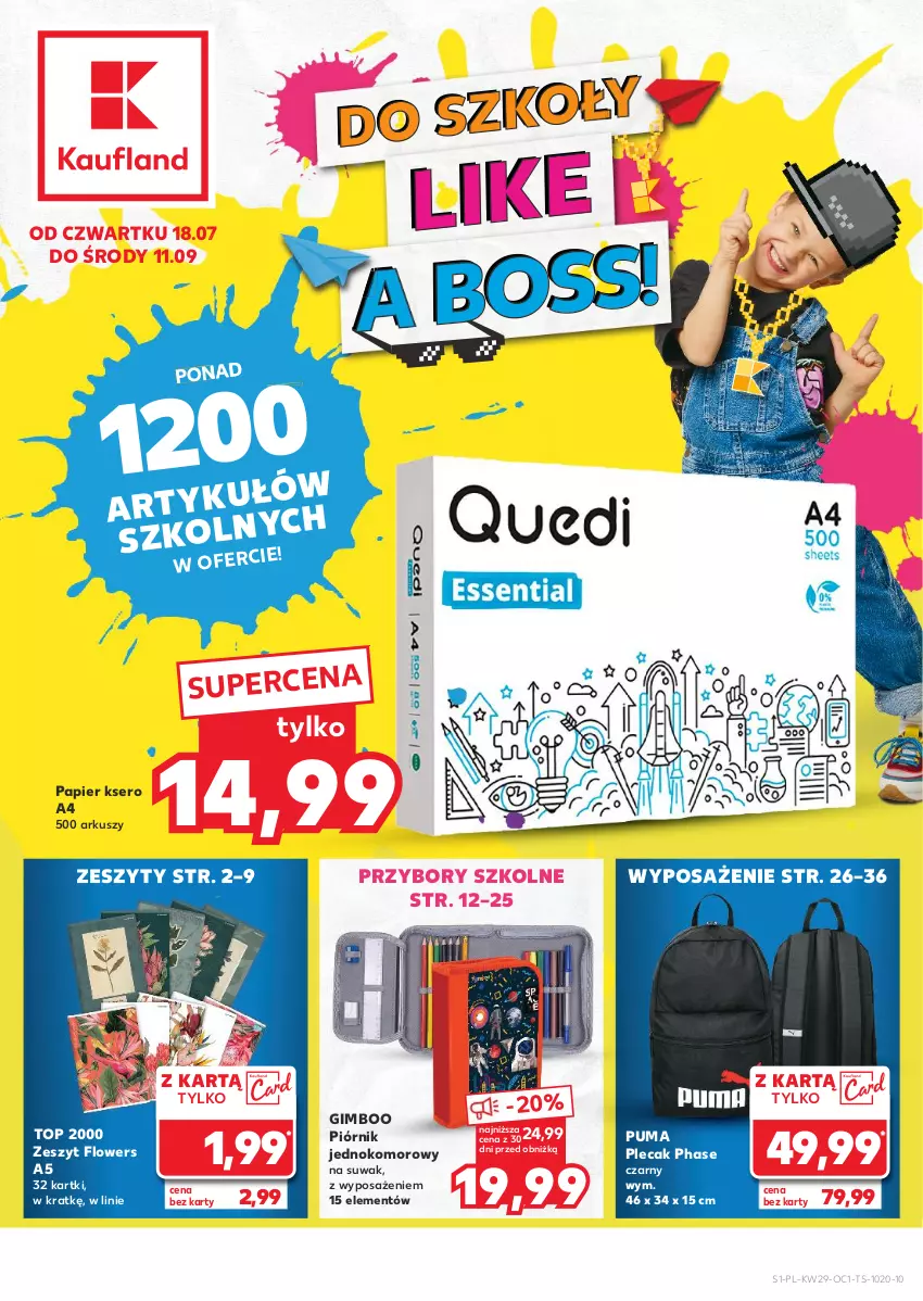 Gazetka promocyjna Kaufland - Kaufland - ważna 18.07 do 11.09.2024 - strona 1 - produkty: Papier, Piórnik, Plecak, Puma, Ser, Top