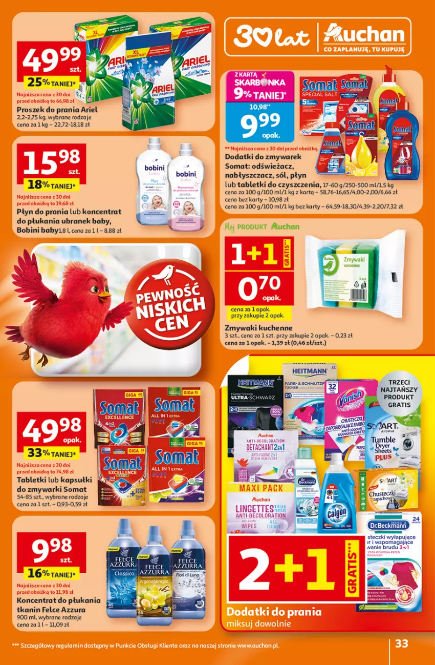 Gazetka promocyjna Auchan - Gazetka 30 Lat Hipermarket Auchan - ważna 15.01 do 21.01.2026 - strona 33 - produkty: Ariel, Fa, Gra, Płyn do prania, Proszek do prania, Sól, Somat, Tablet, Zmywaki kuchenne, Zmywarki