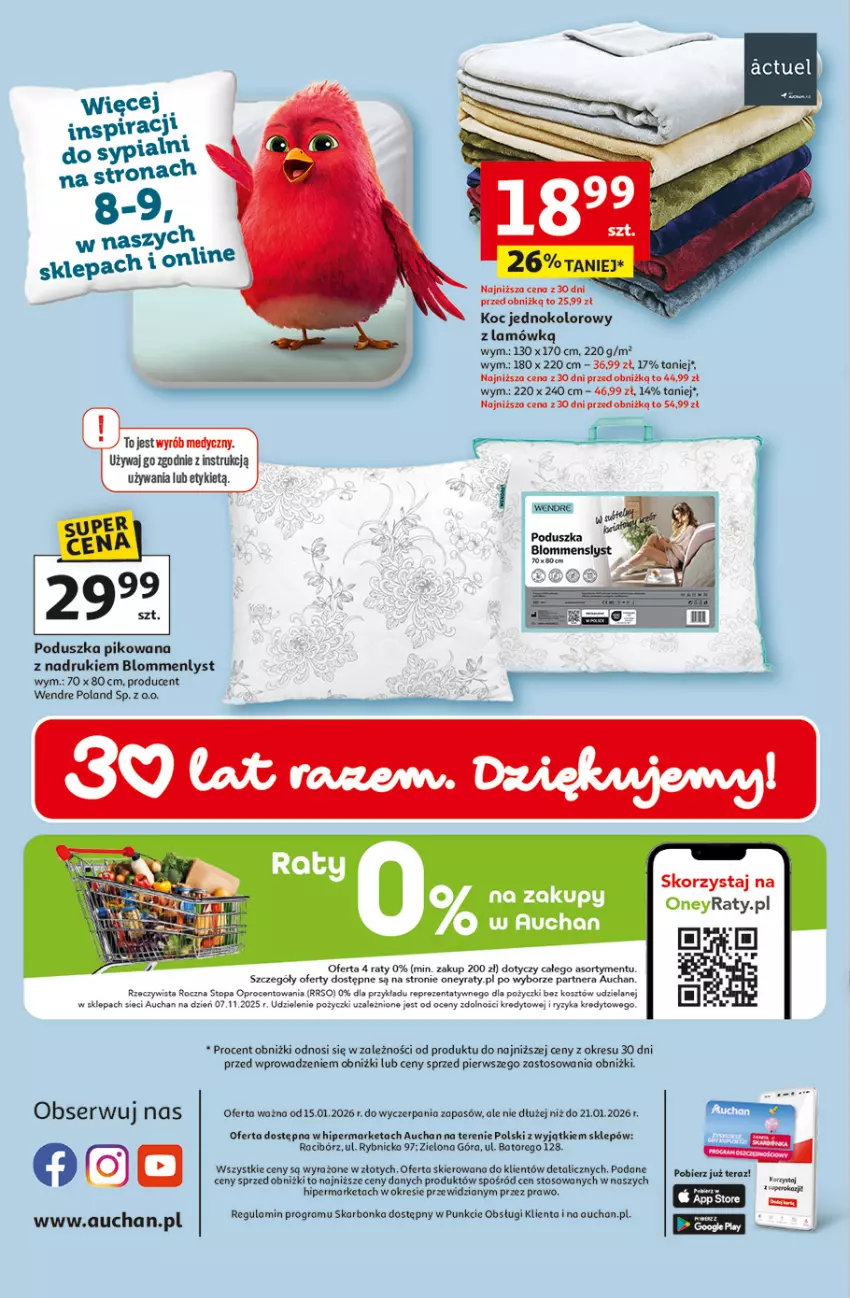 Gazetka promocyjna Auchan - Gazetka 30 Lat Hipermarket Auchan - ważna 15.01 do 21.01.2026 - strona 45 - produkty: Gra, Koc, Kosz, Poduszka, Tera, Top