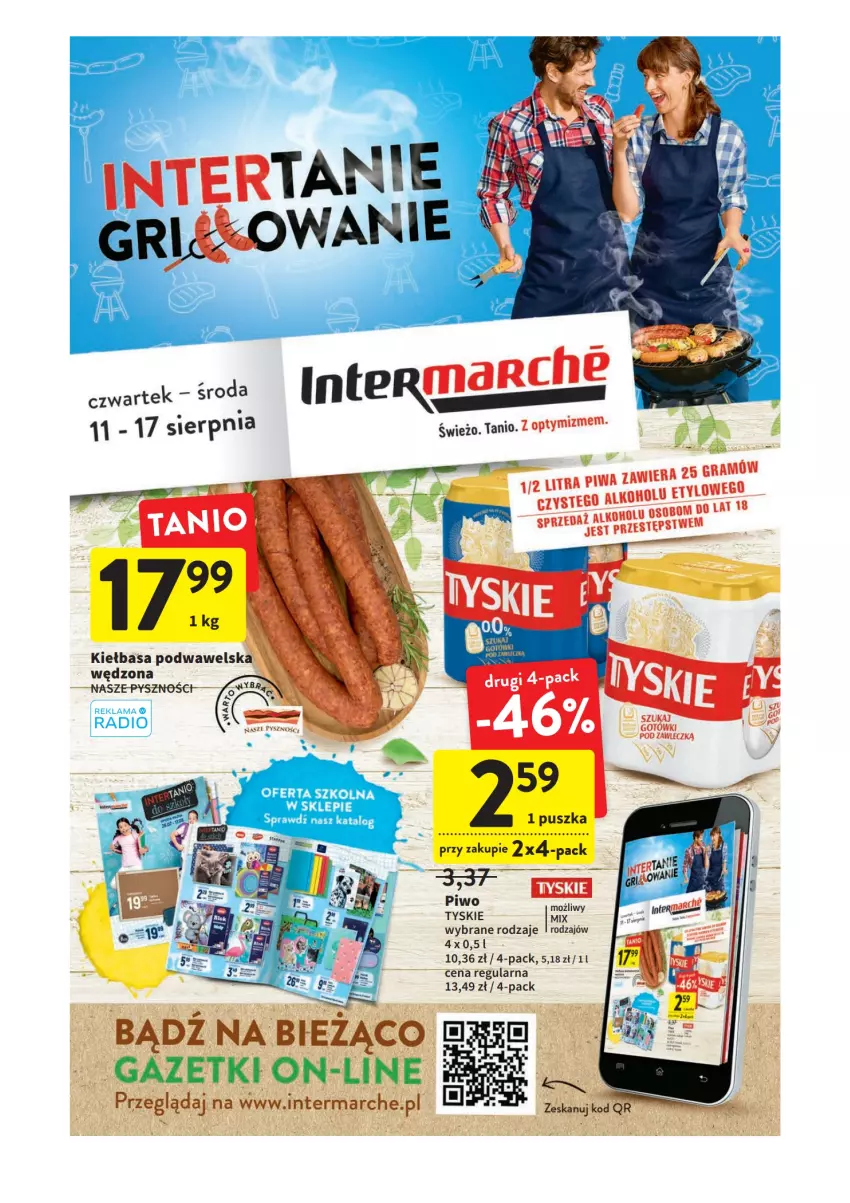 Gazetka promocyjna Intermarche - Gazetka Intermarche - ważna 11.08 do 17.08.2022 - strona 1 - produkty: Gra, Kiełbasa, LG, Piwa, Piwo, Tyskie, Wawel