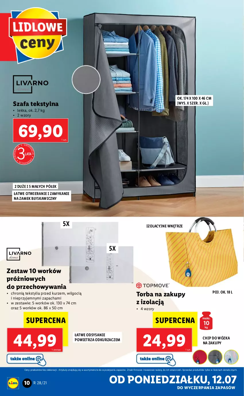 Gazetka promocyjna Lidl - GAZETKA - ważna 12.07 do 17.07.2021 - strona 10 - produkty: Fa, LG, Odkurzacz, Odkurzacze, Szafa, Torba, Torba na zakupy