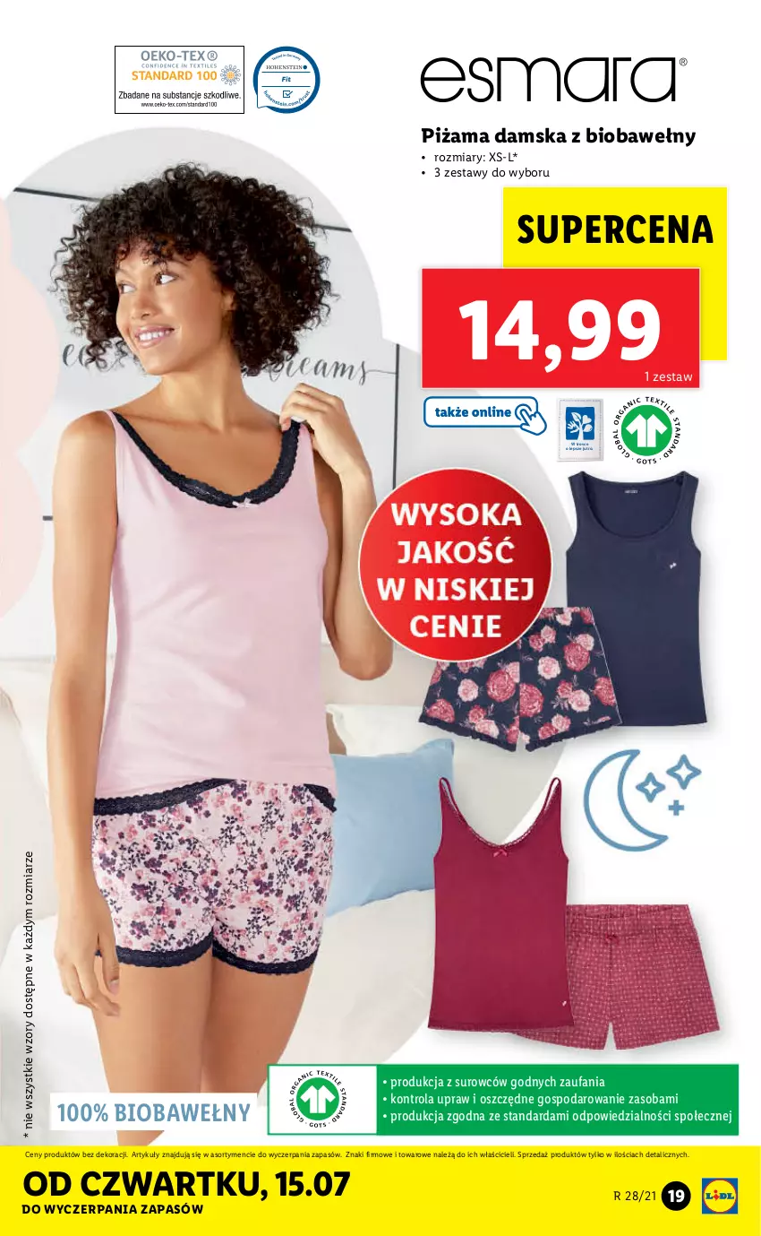 Gazetka promocyjna Lidl - GAZETKA - ważna 12.07 do 17.07.2021 - strona 19 - produkty: Control, Fa, Piżama